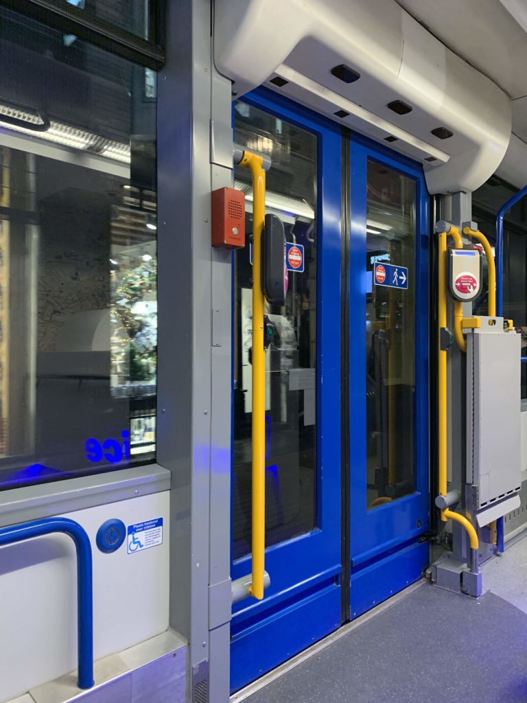 Picture of the inside of a Tram in Amsterdam, The Netherlands